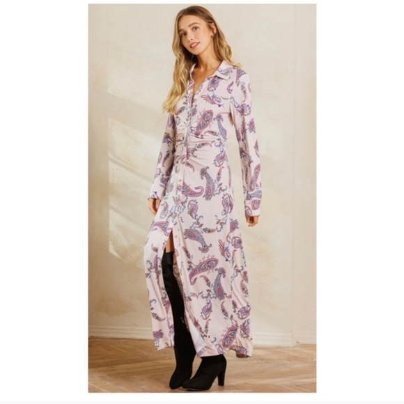 Boho Taupe Paisley Maxi Dress - Picture 9 of 10